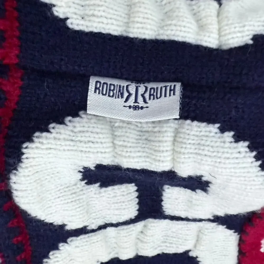 Robin Ruth Colorado Rocky Mountain Pom Pom Knit Hat Beanie One Size Blue Red